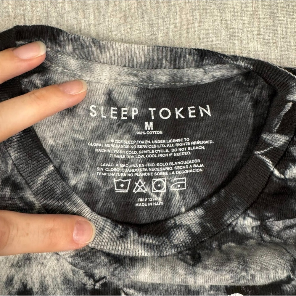 Sleep Token Tie Dye Graphic Band T Shirt Mens Medium Black Grey Metal Logo - Picture 3 of 6